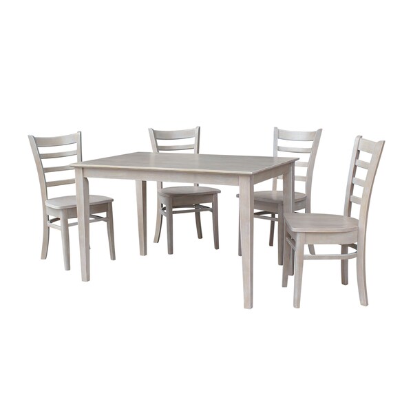 International Concepts Rectangle 30X48 Dining Table with 4 Emily Chairs, Washed Gray Taupe, 30 W, 48 L, 30 in H, Wood K09-3048-C617-4 - main